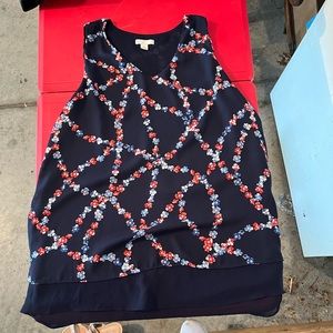 Red and navy blouse